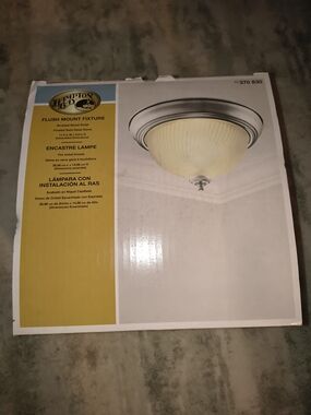 Hampton Bay Brushed Nickel Flush Mount Light with Cream Glass
